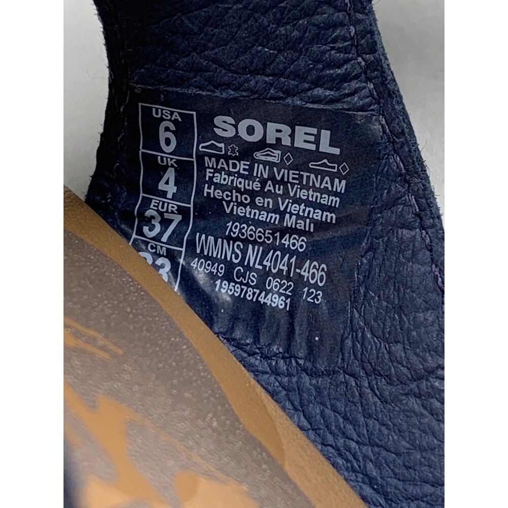 Sorel Ella II Sandals Womens 6 Blue White Criss Cross Leather Strap Slip On Flat - Picture 2 of 9